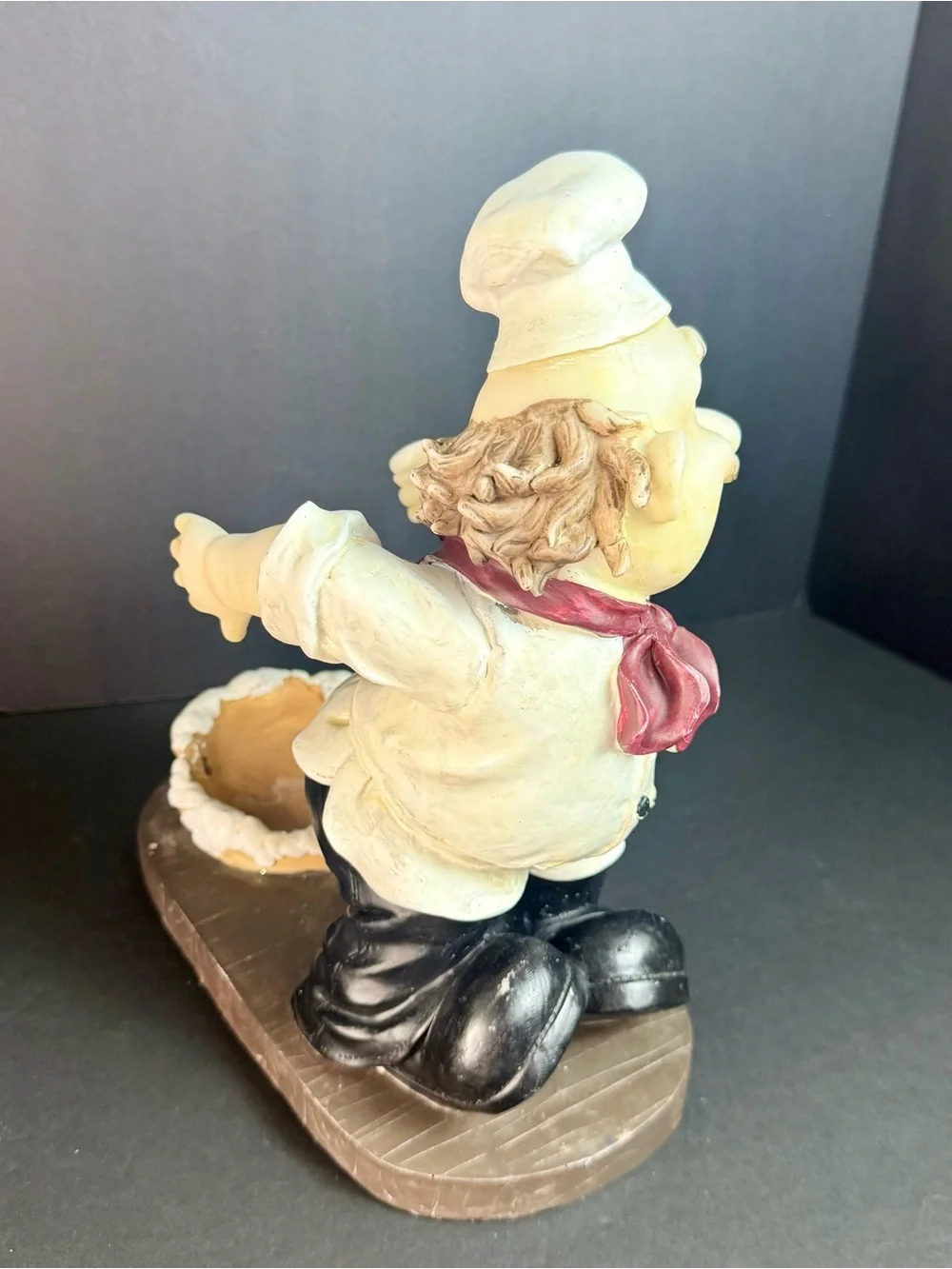 Vintage Happy Italian Chef 10” high Cooking Wine Bottle Holder Resin *READ*